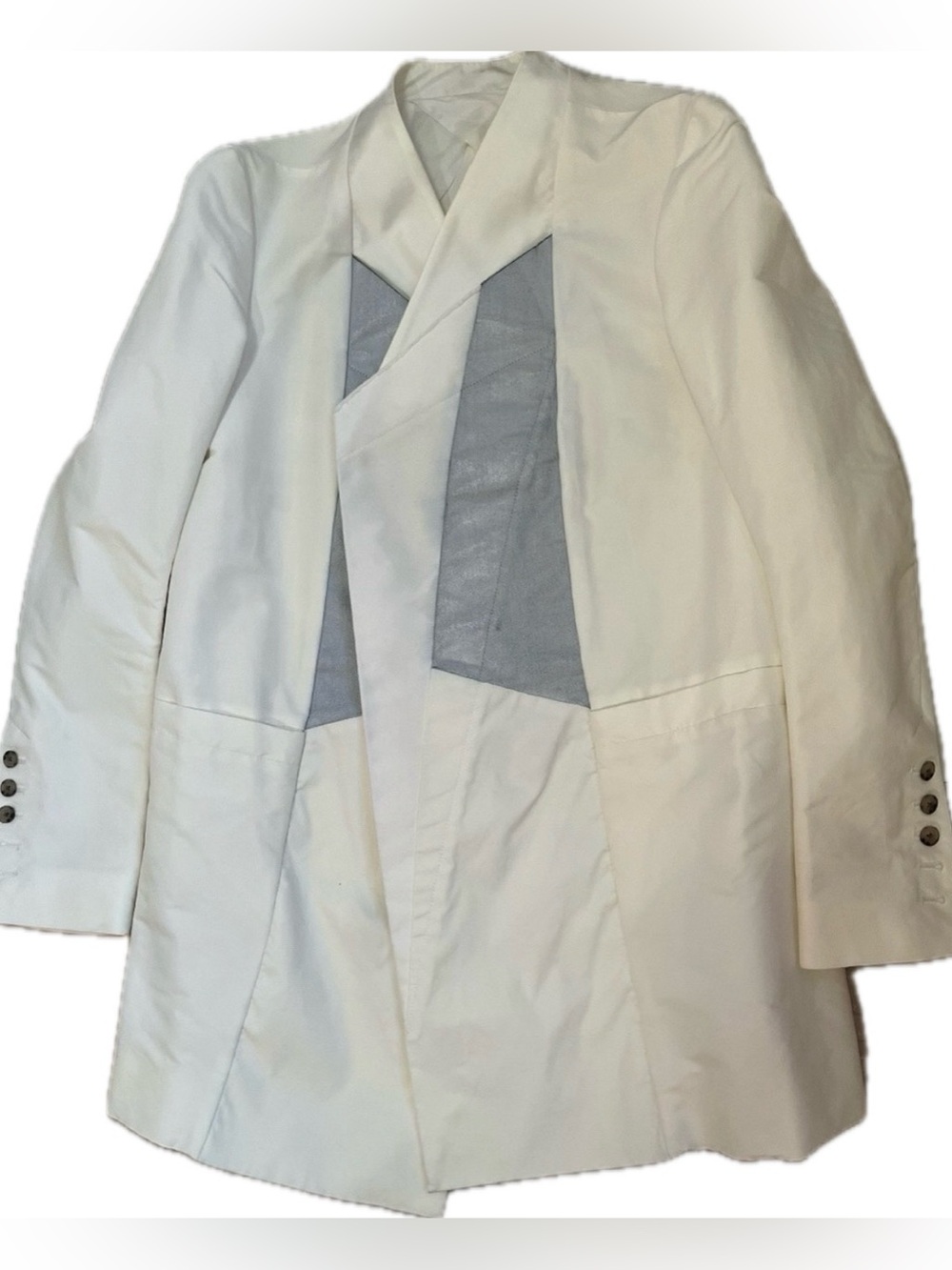 Rick Owens SS18 DIRT Runway Asymmetric Paneled Tailored Long Coat Jacket Sz 4